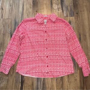 Chico's Red Patterned Button-Down Shirt